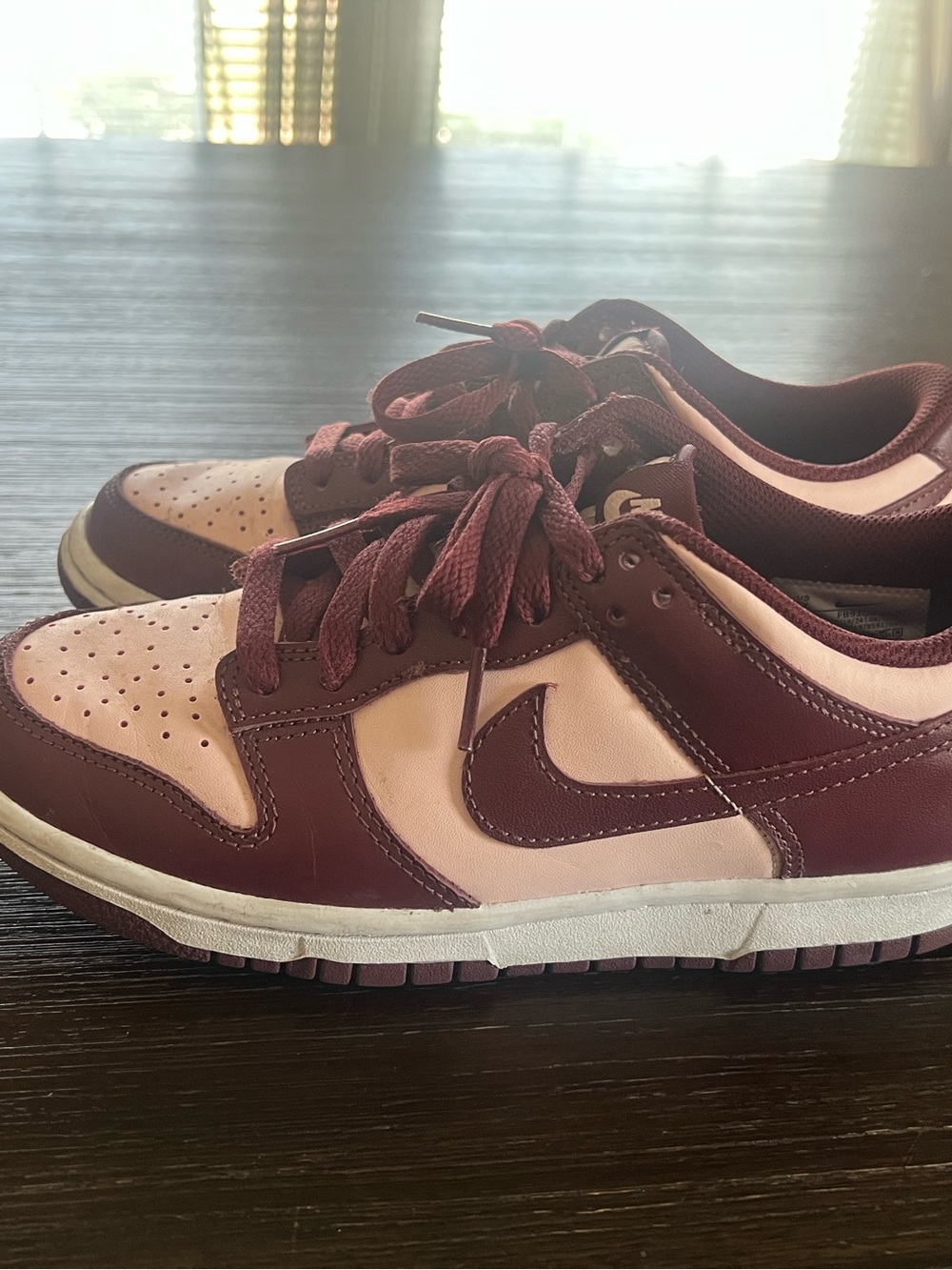 Nike Women's Maroon and Light Pink Low-Top Sneakers